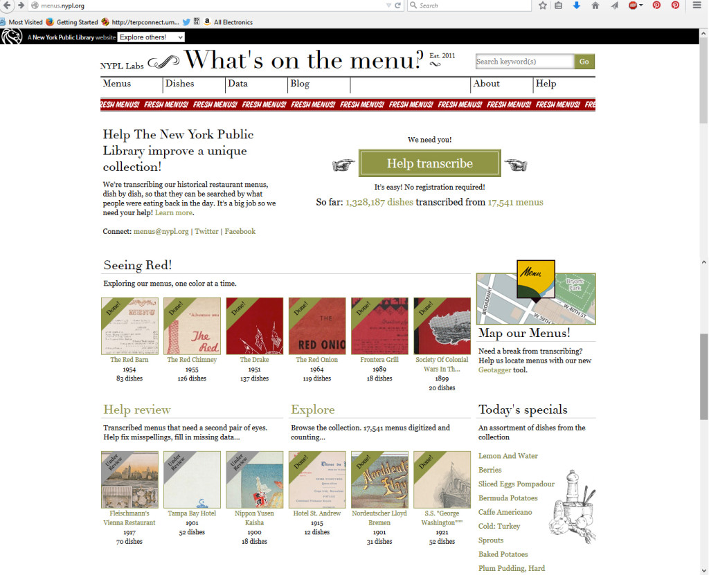 Figure 1. The Main Page of What's on the Menu?