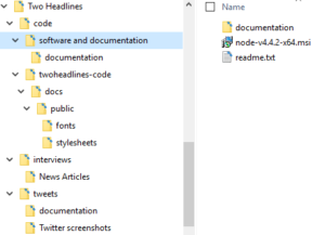Folders structure of the AIP, highlighting the software