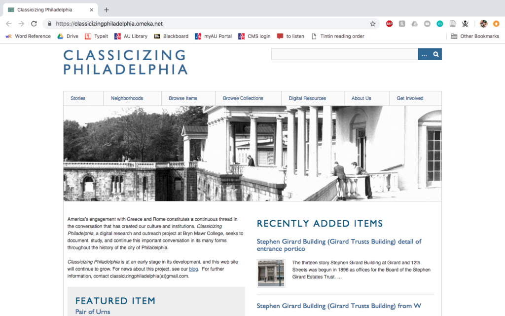 "Classicizing Philadelphia" home page
